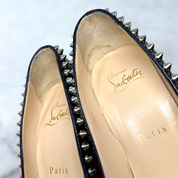 Christian Louboutin Dorispiky 100 Spike Studded Stiletto Pumps Heels Black 34.5 - Picture 9 of 16